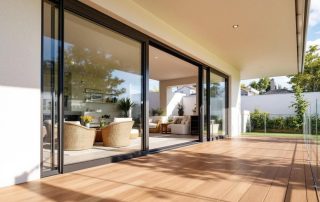 Installation de baie vitrée coulissante sur mesure pour véranda et extension en aluminium