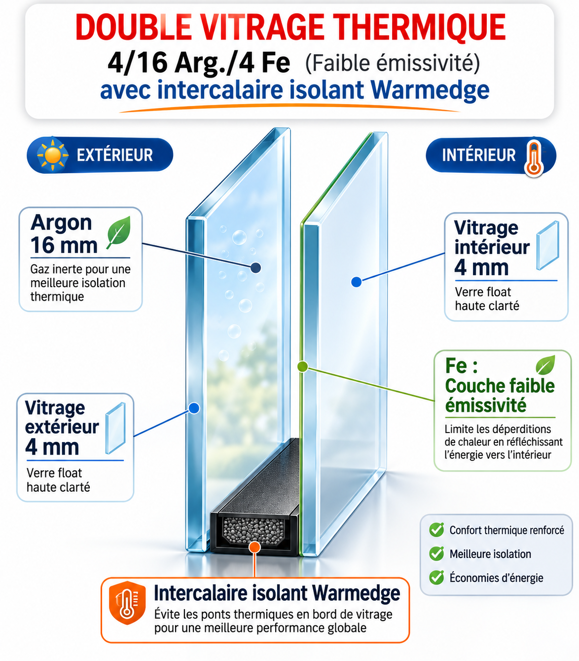 Quel vitrage choisir pour une porte-fenêtre à battants ou une baie vitrée coulissante en aluminium ?