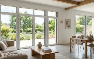Fenêtres en PVC dans un intérieur moderne lumineux