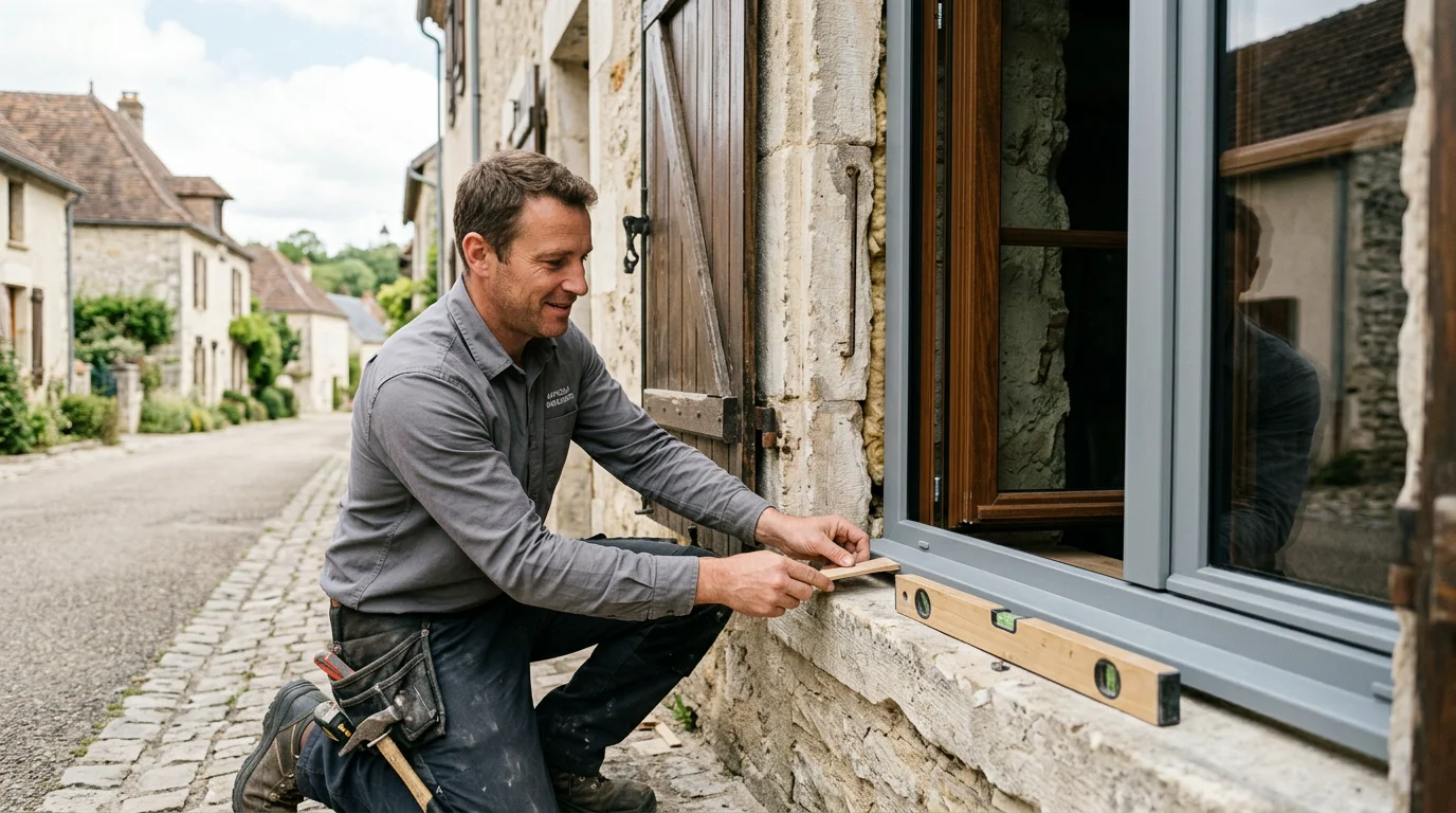 Pose d'une fenêtre de rénovation sur mesure sur un ancien dormant