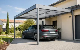 Carport aluminium contemporain devant une maison