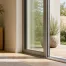 Grande baie coulissante aluminium avec vitrage isolant dans un intérieur français