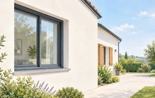 Fenêtre contemporaine en aluminium sur une maison rénovée